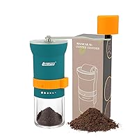 Portable Manual Coffee Grinder with Conical Burr and Adjustable 6 Coarseness Settings, Hand Crank Bean Mill for Home, Camping, and Travel Use