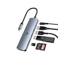 USB C Hub, HOPDAY 7-in-1 Type C Hub with 4K HDMI Adapter,100W PD Port,3 USB 3.0 Ports, SD/TF Card Reader, USB C Multiport Adapter for MacBook Pro/Air, HP/Dell XPS