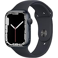 Apple Watch Series 7 (GPS, 45mm) Midnight Aluminum Case with Midnight Sport Band, Regular (Renewed)