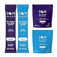Som Sleep, Restful Sleep Powder Drink Mix 60 Pack Set: Cherry & Berry Flavor – Vegan, Zero Sugar, Keto Friendly