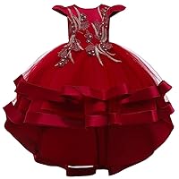 HIHCBF Little Big Girls Flower High Low Tulle Dress Princess Wedding Pageant Birthday Party Formal Evening Dance Ball Gown
