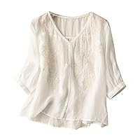 Casual Tops for Women V-Neck Chiffon Blouses Plus Size Fashion Casual Lightweight T-Shirt 3/4 Sleeve Pullover Tops
