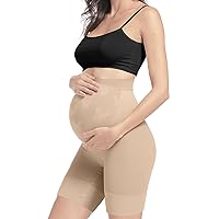 MUSIDORA Seamless High Waist Maternity Shapewear Over Bump/Mid-Thigh Pregnancy Underwear Belly Support for Dresses