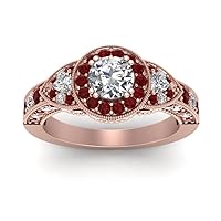 Choose Your Gemstone Customers Also Viewed Rose Gold Plated Round Shape Halo Engagement Rings Affordable for Your Girlfriend, Wife, Partner Wedding US Size 4 to 12