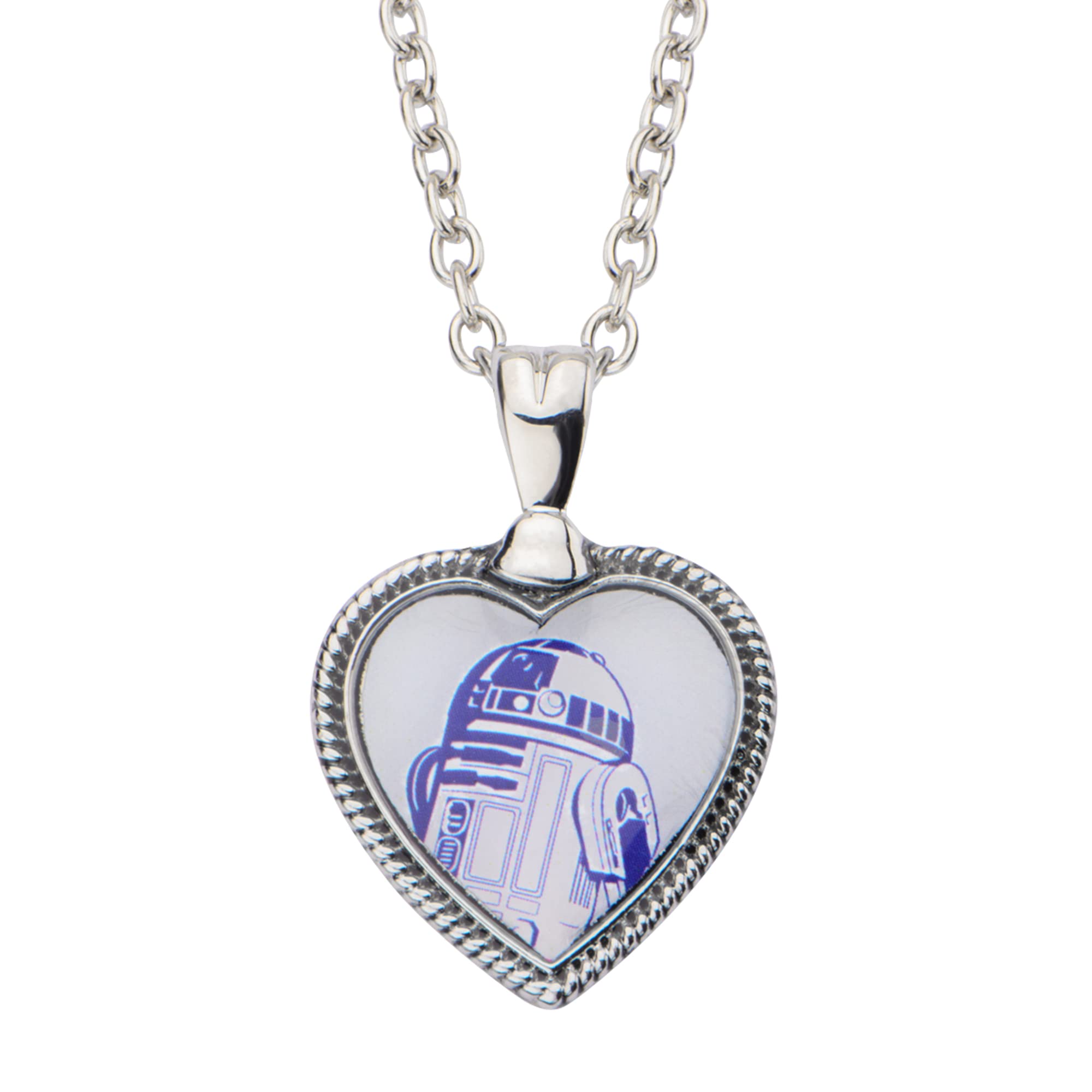 Star Wars Jewelry R2-D2 Stainless Steel Heart Pendant Necklace, 18