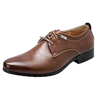 Mens Wide Working Shoes Fashion Style Men's Breathable Comfortable Business Lace Up Work Leisure Solid Mens (Brown, 12)