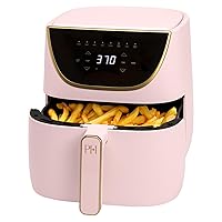 Air Fryer, Large 6-Quart Capacity, Touchscreen Display, 8-in-1 (Air Fry, Roast, Broil, Bake, Reheat, Keep Warm, Pizza, Dehydrate), Dishwasher Safe and Nonstick Basket and Crisper, Pink