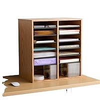 Safco Products Wood Adjustable Literature Organizer, 16 Compartment with Adjustable Shelves, CDs Storage, and Durable Laminate Finish, for Home Office, Classroom, and Craft Room