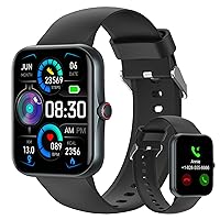 Smart Fitness Watch for Adults, Sport Smartwatch with Heart Rate Blood Oxygen 37 Exercise Modes Phone Calls Siri Recall App Notifications Sleep Monitoring for men women (S80-Pro Black for Adults)