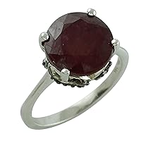 Carillon 5.26 Carat Ruby Gf Round Shape Natural Non-Treated Gemstone 925 Sterling Silver Ring Engagement Jewelry for Women & Men