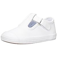 Keds Baby Core Champion LACE Toe Cap Tstrap Sneaker, White Leather, 5 US Unisex Infant