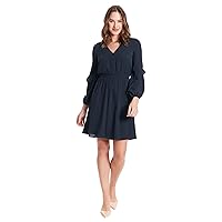London Times Long Sleeve Ruffle Detail V-Neck Multi Occasion Casual Dresses for Women