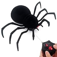 Tipmant RC Spider Remote Control Tarantula Realistic Animal Crawlers Scary Kids Halloween Christmas Prank Gag Toys Birthday Gifts (Black Hair)