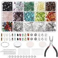 Crystal Chips and Gemstones Beads for Jewelry Making, with Jewelry Wire, Hooks, Pliers, Jewelry Making Kit for Adults