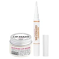 Save 15% - Handmade Heroes Lip Mask and Cuticle Oil Bundle - Clean Sustainable Skincare Lip Treatment and Nail Care