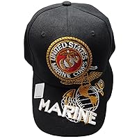 USMC Marines Seal 3-D Emblem EGA Marine Black Cap Hat - Officially Licensed