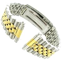 16-22mm Kreisler Rolex Type Center Clasp Silver and Gold Tone Metal Watch Band