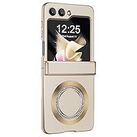 ZIFENGXUAN-Magnetic Case for Samsung Galaxy Z Flip 5, Slim Cover Full Body Shockproof Protective Bling Shell Case Wireless Charging (Samsung Galaxy Z Flip 5,Gold)