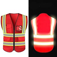 High Reflective Visibility Safety Vest Custom Your Logo Safety Workwear with Reflective Strips and Front Zipper