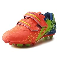 T&B Kids' Soccer Cleats Firm Ground Hook-and-Loop Football Boots Outdoor Sports(Little Kid/Big Kid) No.76660A