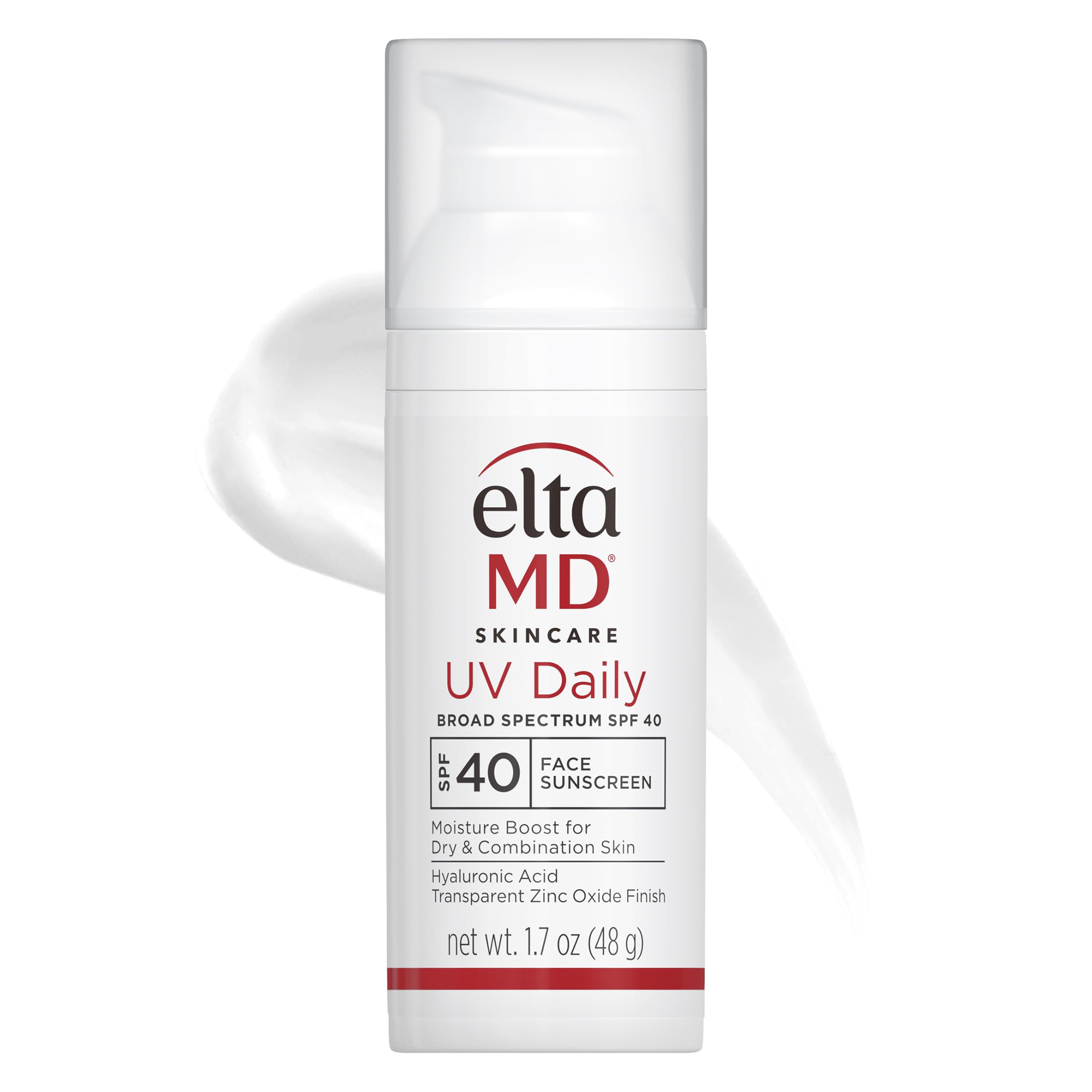 EltaMD UV Daily Face Sunscreen with Zinc Oxide, SPF 40 Facial Sunscreen, Helps Hydrate Skin and Decrease Wrinkles, Lightweight Face Moisturizer Sunscreen, Absorbs into Skin Quickly, 1.7 Oz Pump