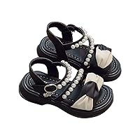 Toddler 7 Sandal Girl Summer New Soft Lightweight Rubber Sole Fashion Personality Beaded Girls Sandals Girls Pool Shoes