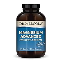 Dr. Mercola Magnesium L-Threonate, 90 Servings (270 Capsules), Dietary Supplement, Supports Bone and Joint Health, Non GMO