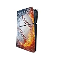 MightySkins Skin Compatible with Playstation 5 Slim Digital Edition Console Only - Baseball Fire | Protective, Durable, and Unique Vinyl Decal wrap Cover | Easy to Apply | Made in The USA