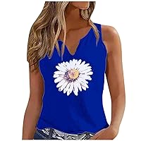 Tank Top for Women Graphic V Neck Summer Sleeveless T Shirt Tunic Casual Loose Fit Blouses Cute Floral Basic Cami Tee