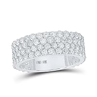 The Diamond Deal 10kt White Gold Mens Round Diamond 4-Row Band Ring 4-1/4 Cttw
