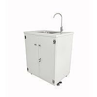 Steel Cabinet Portable Sink Self Contained Hand Wash Station Mobile Sink Water Fountain Water Supply 110V/12V Powered Built-in Pump Water Jugs NOT Included 24 X 18 X 30