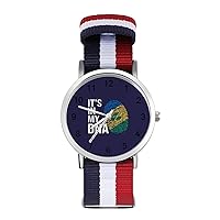 It's in My DNA Saint Vincent and Grenadines Flag Casual Wrist Watches for Men Women Simple Large Face Watch Running Workout Work
