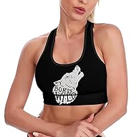 Born Wild Wolf Head Fashion Sports Bras for Women Yoga Vest Underwear Crop Tops with Removable Pads Workout