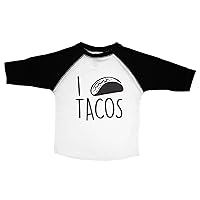 Baffle Taco Shirt for Toddlers/I Heart Tacos/Unisex 3/4 Raglan Tee/Food