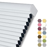 Persilux 100% Blackout Cordless Cellular Shades & Blinds Honeycomb Blinds Bottom up Waterproof Thermal Insulated Window Shades for Home, Windows and Kitchen, White, 39