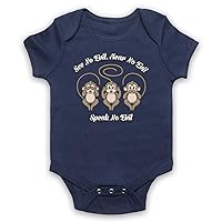 Unisex-Babys' See No Evil Hear No Evil Speak No Evil Cute Monkeys Baby Grow
