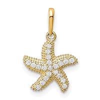 14K Gold CZ Starfish Pendant