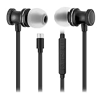 Sentry OSE450 Black Headphones in-Ear Earbuds with Wired USB-C Connection, Inline Volume Controller & Microphone, Noise Isolation