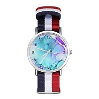 Blue Marble Texture Men's Watches Minimalist Fashion Business Casual Quartz Wrist Watch for Women