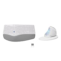 DELUX Wireless Ergonomic Keyboard Mouse Combo, Split Ergo Keyboard GM901D-White and Large Vertical Mouse M618XSD-White