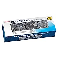 Officemate Clip Value Pack 1040 Pieces, 200 Giant Coated Paperclips, 750 #2 Coated Paperclips, 44 Mini, 40 Small and 6 Medium Black Binder Clips (97300), Silver