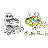 Fisher-Price Baby Portable Chair with Snack Tray Sloth Amazon Exclusive & Baby Playmat Deluxe Kick & Play Piano Gym Amazon Exclusive