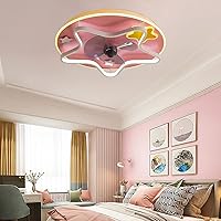 Ceiling Fans Withps,Led Kids Ceiling Fan with Light and Remote Control Silent 3 Speeds Bedroom Dimmable Fan Ceiling Light with Timer Ultra-Thin Modern Living Room/Pink