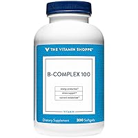 B-Complex 100 – Supports Energy Production, Nervous System Function & Nutrient Metabolism – Excellent Source of B1, B2, B6, B12, Niacin, Folic Acid & Biotin (300 Softgels)