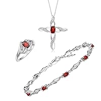 Rylos Matching Jewelry Infinity Wave Set: Sterling Silver Tennis Bracelet, Ring & Necklace. Gemstone & Diamonds, Adjustable 7