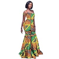 African Dresses for Women,Wax Ankara Print Clothes,Sexy Mermaid Long Dresses Clothing,Casual Dashiki Party Wear