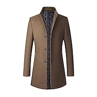 Men's Business Overcoat Wool Blend Pea Coat Single Breasted Trench Coats Slim Fit Single Breasted Trench Coat Top