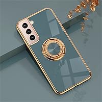EYZUTAK Electroplated Magnetic Ring Holder Case for Samsung Galaxy S21 5G, 360 Degree with Rotation Metal Finger Ring Holder Magnet Car Holder Soft Silicone Shockproof Protective Cover - Gray