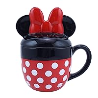 Disney Minnie Mouse Shaped Mug with Lid - Minnie Mouse Mug - 3D Mug - Office Mug Gifts