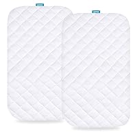 Playard Mattress Pad Cover Compatible with ADOVEL, BabyBond and ELEMARA 4 in 1 Baby Bassinet Bedside Crib, 2 Pack, Waterproof Quilted Ultra Soft Viscose Made from Bamboo Terry Surface